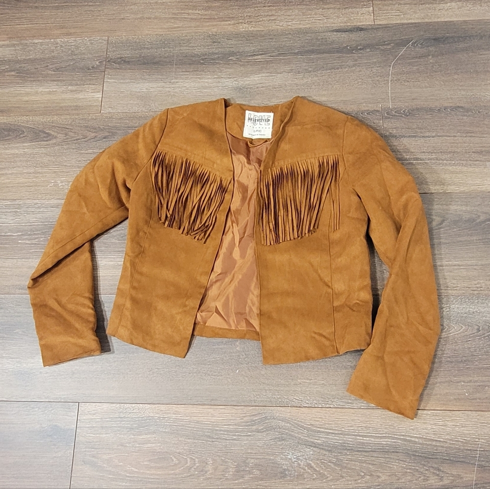 Love Destoryed Carmel Cowgirl Faux Suede Fringe Bohemian Soft Lightweight Small
